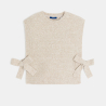 Pull poncho sans manches beige Fille