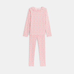 Pyjama 2 pièces en jersey côtelé léopard rose
