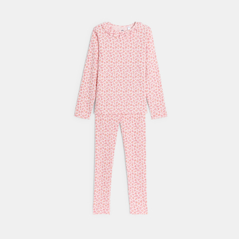 Pyjama 2 pièces en jersey côtelé léopard rose