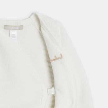 Combinaison longue maille tricot fantaisie blanc bébé naissance fille