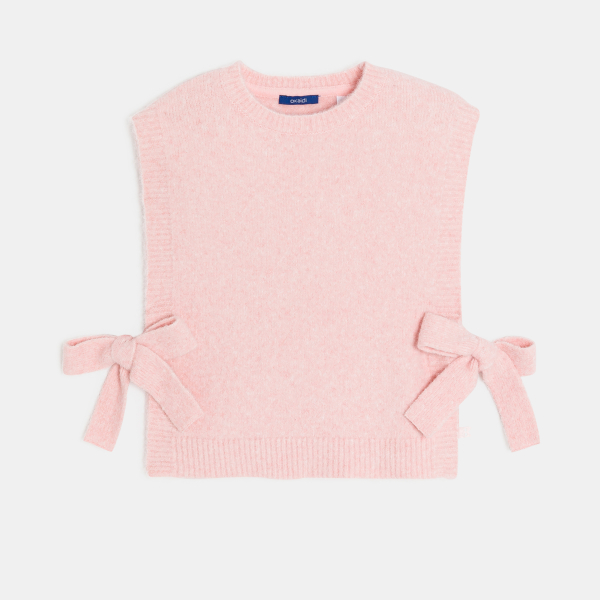 Pull poncho sans manches rose Fille