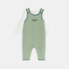Salopette maille tricot et body vert bébé naissance garçon