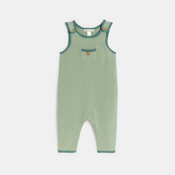 Salopette maille tricot et body vert bébé naissance garçon
