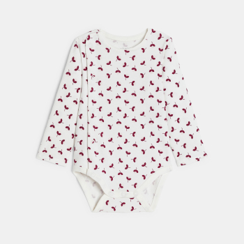 Salopette longue maille tricot et body fleuri rose bébé fille