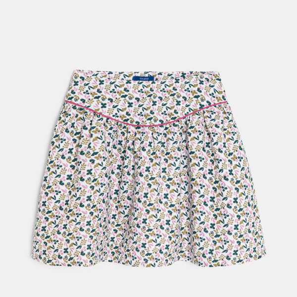 Jupe courte évasée imprimée gris Fille