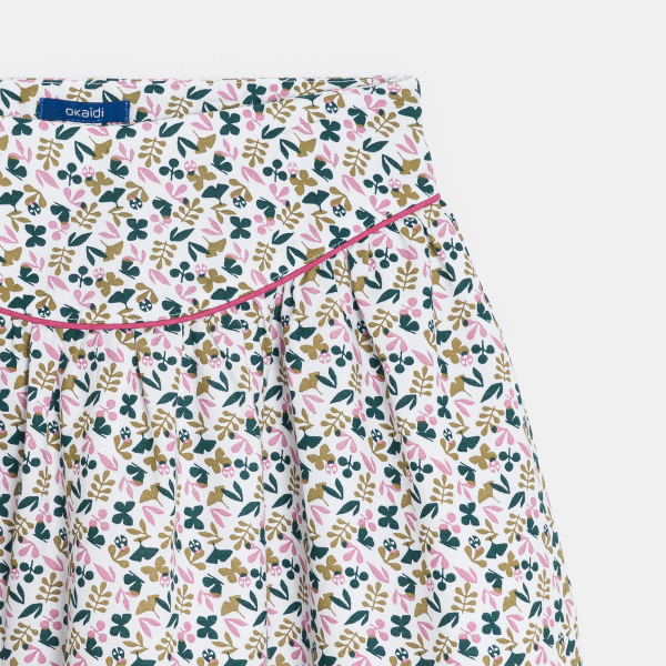 Jupe courte évasée imprimée gris Fille