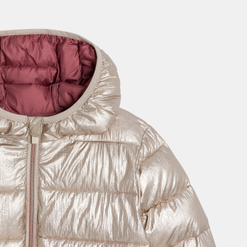 Doudoune à capuche irisée dorée Fille