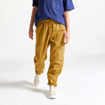 بنطلون شينو من القماش، باللون الأصفر الزعفراني للأطفال.