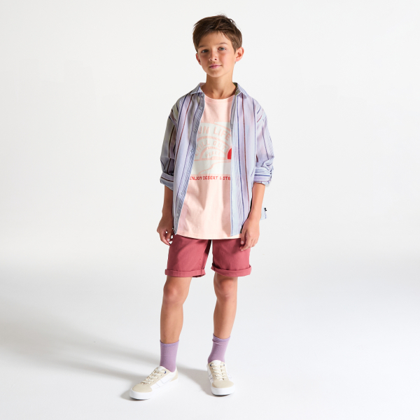 Chemise rayée mauve Garçon