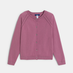 Cardigan fin fille rose