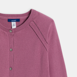 Cardigan fin fille rose