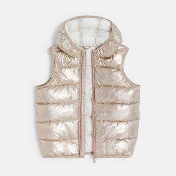 Doudoune sans manches à capuche dorée Fille