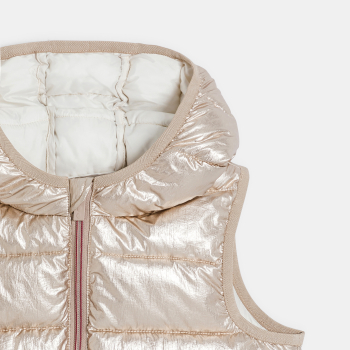 Doudoune sans manches à capuche dorée Fille