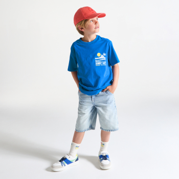 T-shirt manches courtes à message bleu Garçon