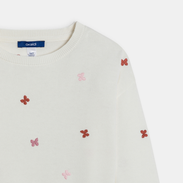 Pull fille papillons bicolores