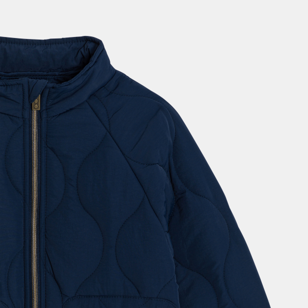 Blouson zippé matelassé léger bleu marine Garçon