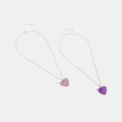 قلادات على شكل قلوب ومُرصعة بالترتر للفتيات (طقم من 2)