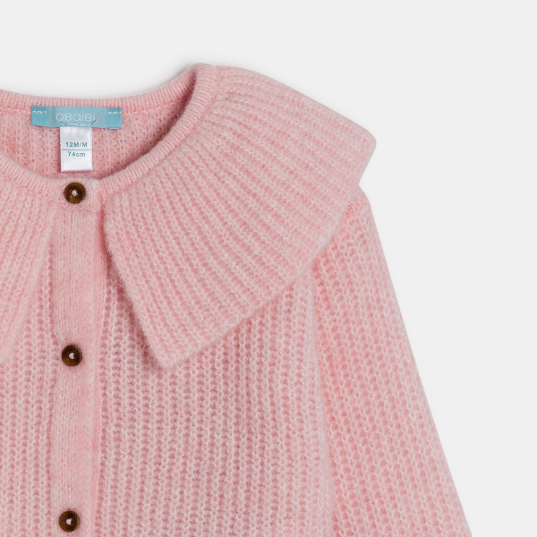Cardigan col Claudine fille rose