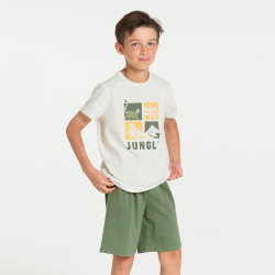 Pyjama d'été 2 pièces en jersey vert kaki Garçon