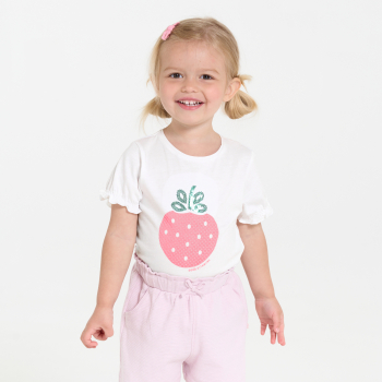 T-shirt sequins blanc bébé fille