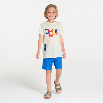 T-shirt manches courtes à message blanc Garçon