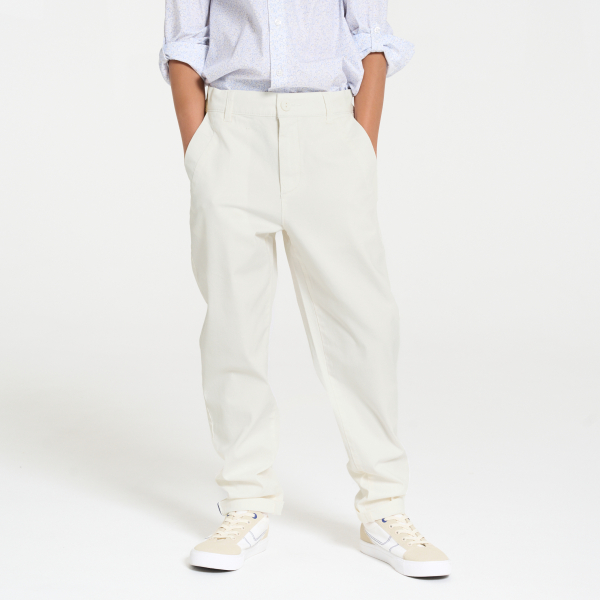 Pantalon chino uni blanc Garçon