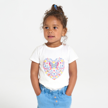T-shirt papillon en relief bleu bébé fille