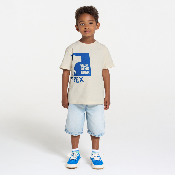 T-shirt manches courtes motif dinosaure blanc Garçon
