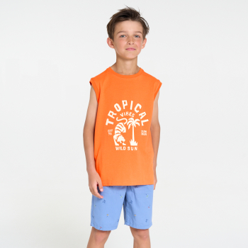 Débardeur à motif placé blanc Garçon