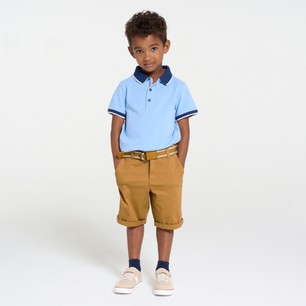 Bermuda chino ceinturé marron Garçon