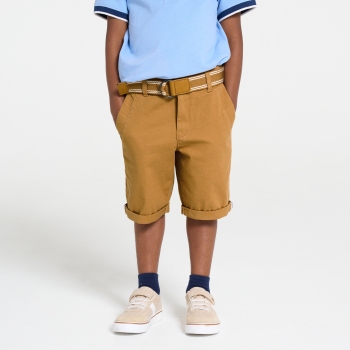 Bermuda chino ceinturé marron Garçon
