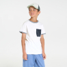 T-shirt rayé en jersey piqué blanc garçon