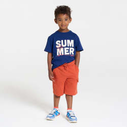Bermuda cargo en molleton orange garçon