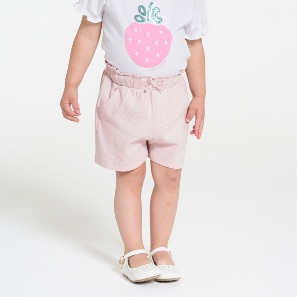 Short maille légère taille haute rose bébé fille