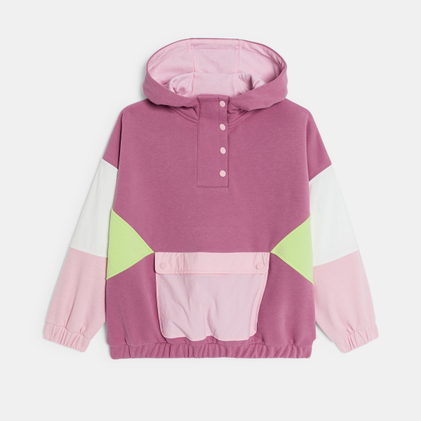 Sweat à capuche fille rose