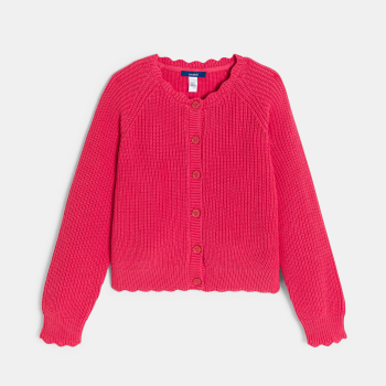 Gilet côtelé uni rouge Fille