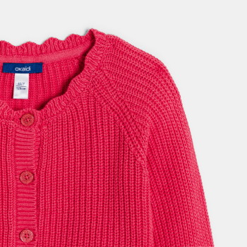 Gilet côtelé uni rouge Fille