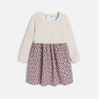 Robe 2 en 1 maille et velours léopard beige bébé fille