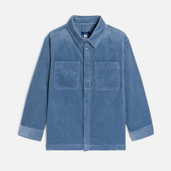 Surchemise en velours côtelé uni bleu Garçon