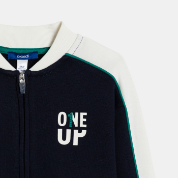 Sweat-shirt en molleton bicolore noir Garçon