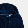 Peignoir à capuche en moumoute polaire bleu marine Garçon