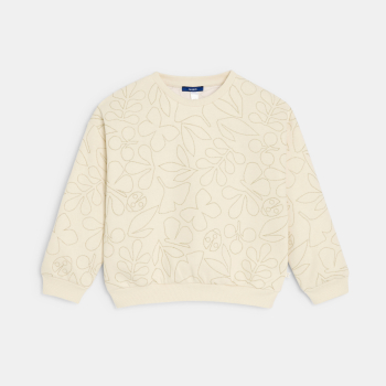 Sweat-shirt brodé beige Fille