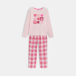 Pyjama 2 pièces cœur rose Fille