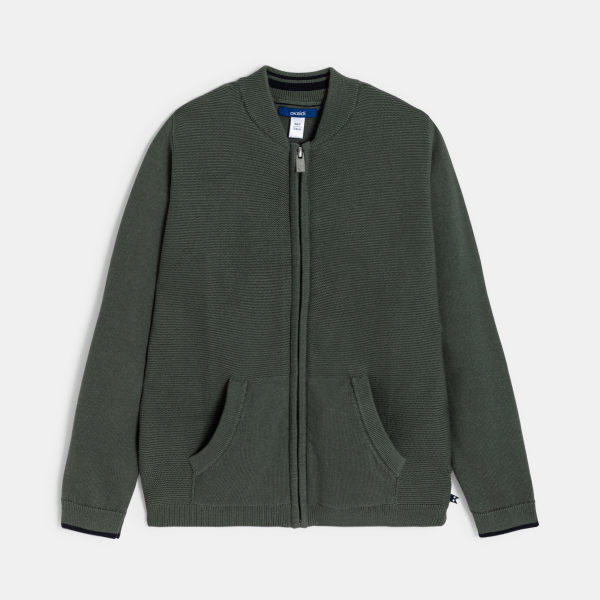 Long gilet col teddy vert Garçon