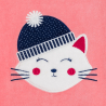 Pyjama 2 pièces en velours motif chat rose Fille