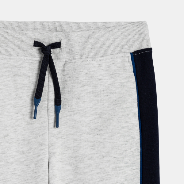 Jogging à bandes côtés en molleton gris Garçon