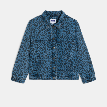Veste en jean léopard bleu Fille