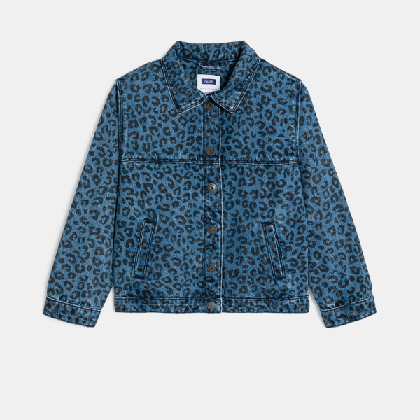 Veste en jean léopard bleu Fille