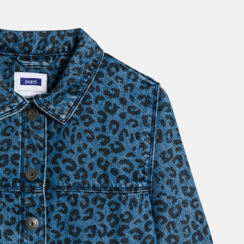 Veste en jean léopard bleu Fille