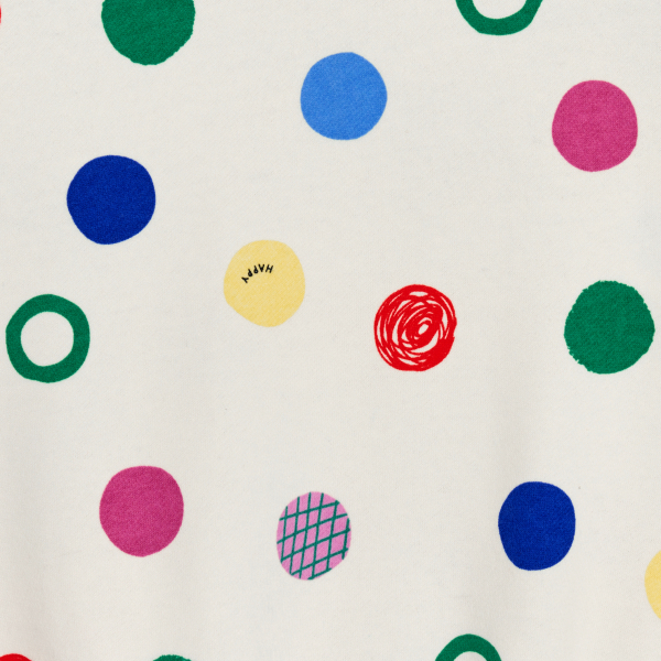 Sweat-shirt imprimé pois multicolore blanc Fille